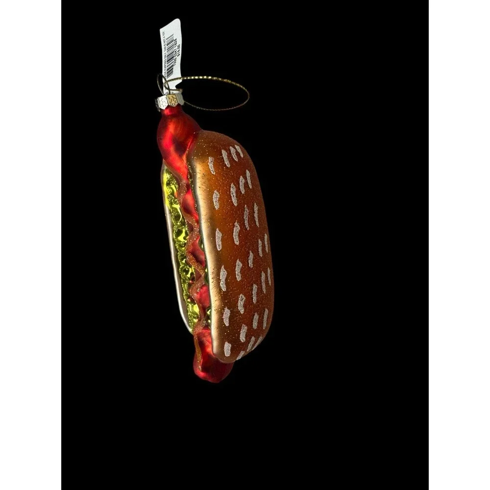Macy’s Holiday lane Glass hot dog Christmas ornament